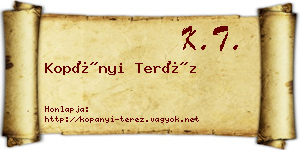 Kopányi Teréz névjegykártya