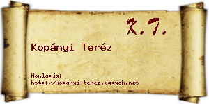 Kopányi Teréz névjegykártya